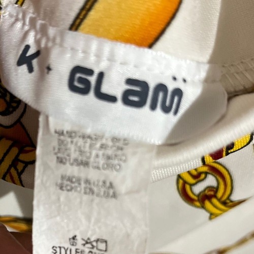 Women’s Vintage/Retro Style White Multi Golden Chain Print Ruffle Joggers Sz-3XL - Picture 4 of 7