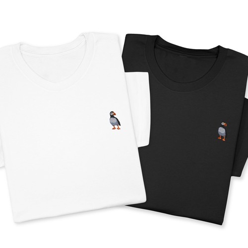 Puffin Embroidered T-Shirt, Cute Coastal Bird Gift, Nature Inspired Tee - Picture 16 of 50