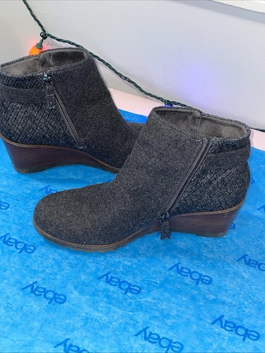 Botines Dr Scholls Mujer Tacón Cuña Noelle Talla 9.5M Tela Carbón Lana - Imagen 14 de 15
