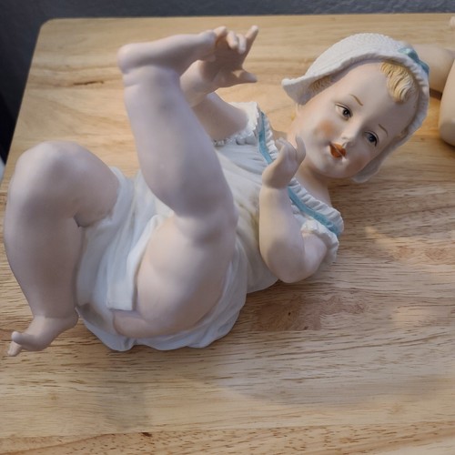 Pair Of Antique German Gebuder Heubach Bisque Piano Babies Doll Figurines.  - Picture 7 of 15