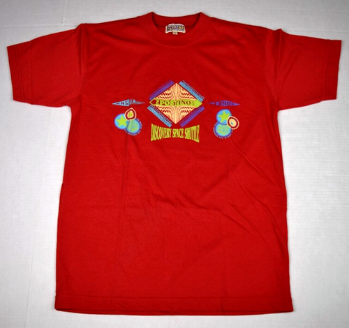 Vintage T-Shirt Gr. S 80er rot Postino Discovery Space Shuttle Puffy Paint - Bild 1 von 11