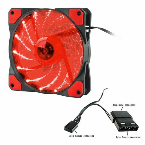 PC COOLING FANS 120MM PC Case LED Silent Padded 1- 3 - 5 OR 10 (BLUE-RED-GREEN) - Picture 15 of 17