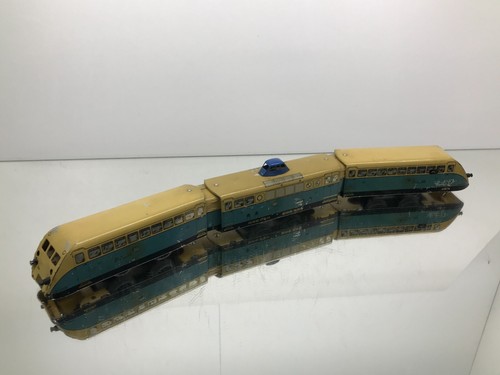 HORNBY MECCANO AUTORAIL PLM BUGATTI TRAIN TIN TOY -BLUE O L58.0cm rare- GOOD - Foto 12 di 13