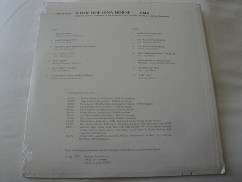 A Date with Lena Horne 1944 VINYL LP ALBUM 1975 SUNBEAM RECORDS NEW - Bild 2 von 2