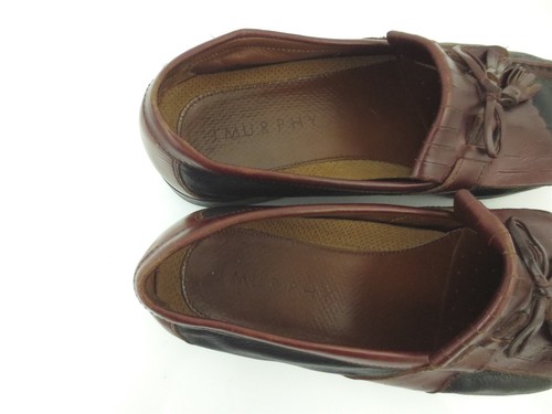 Johnston & Murphy Men's Black Brown Leather Shoes Loafers Tassels Size 9.5 [A54] - Picture 6 of 8