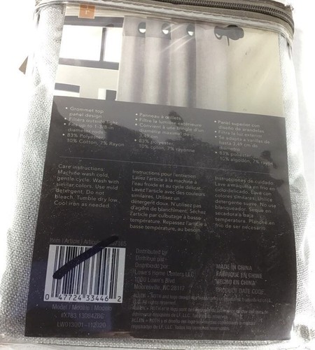 Allen+Roth Logan Grommet Top Panel Gray 52"x84” 2857165 - Picture 4 of 7