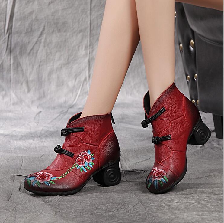 Vintage Donna Embroidery Tound Toe Embroidery Donna Ankle Stivali Block Heel Soft Pelle Shoes 0d5e59 Vintage Donna Embroidery Tound Toe Embroidery Donna Ankle Stivali Block Heel Soft Pelle Shoes 0d5e59