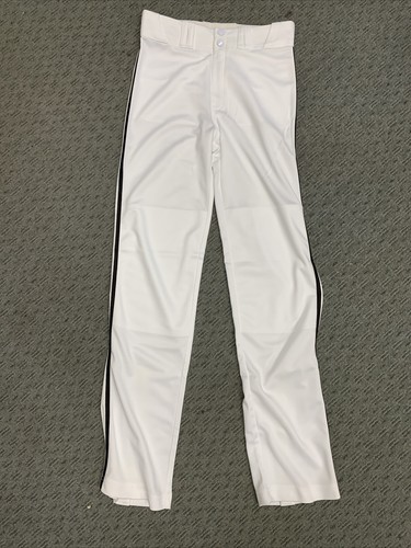 EASTBAY YOUTH LONG OPEN BOTTOM BASEBALL PIPED PANTS WHITE/BLACK SIZE M POLYESTER - Picture 4 of 7