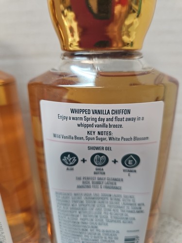 2 Bath & Body Works WHIPPED VANILLA CHIFFON Shower Gel 10 Oz Full Size HTF - Picture 3 of 3