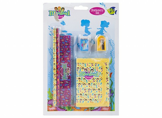 Mermaid Tales Stationery Set Wallet Ruler Pencils Eraser Back to School or Gift