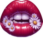Colour Red Lips Daisy Flower Wall Art Bedroom Nursery Decor Vinyl Sticker Decal
