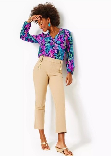 Lilly Pulitzer Parrish Bi-Stretch Cro Evening Sand Pants Sz 16 NWT - Picture 12 of 13
