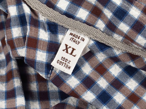 Brunello Cucinelli Blue and Red Textured Gingham 100% Cotton Shirt, XL, Italy - Picture 6 of 6