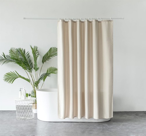 Duschvorhang aus schwerem Textil Gewebe Leinenoptik schwere Qualität Schimmel... - Bild 2 von 7