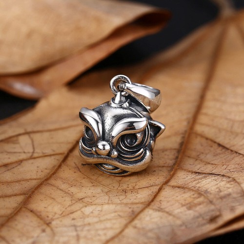 Colgante S925 Plata Esterlina Mujer Hombre Lucky Bless Cabeza de León - Imagen 4 de 5