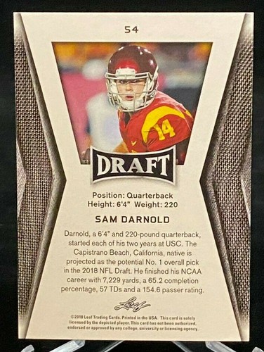 2018 Leaf Draft Gold #54 Sam Darnold USC Trojans - Picture 2 of 2