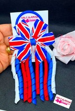 Union Jack Hair Korker Red Ribbon Headband Hairband Hair Tie Band Bow Jubilee