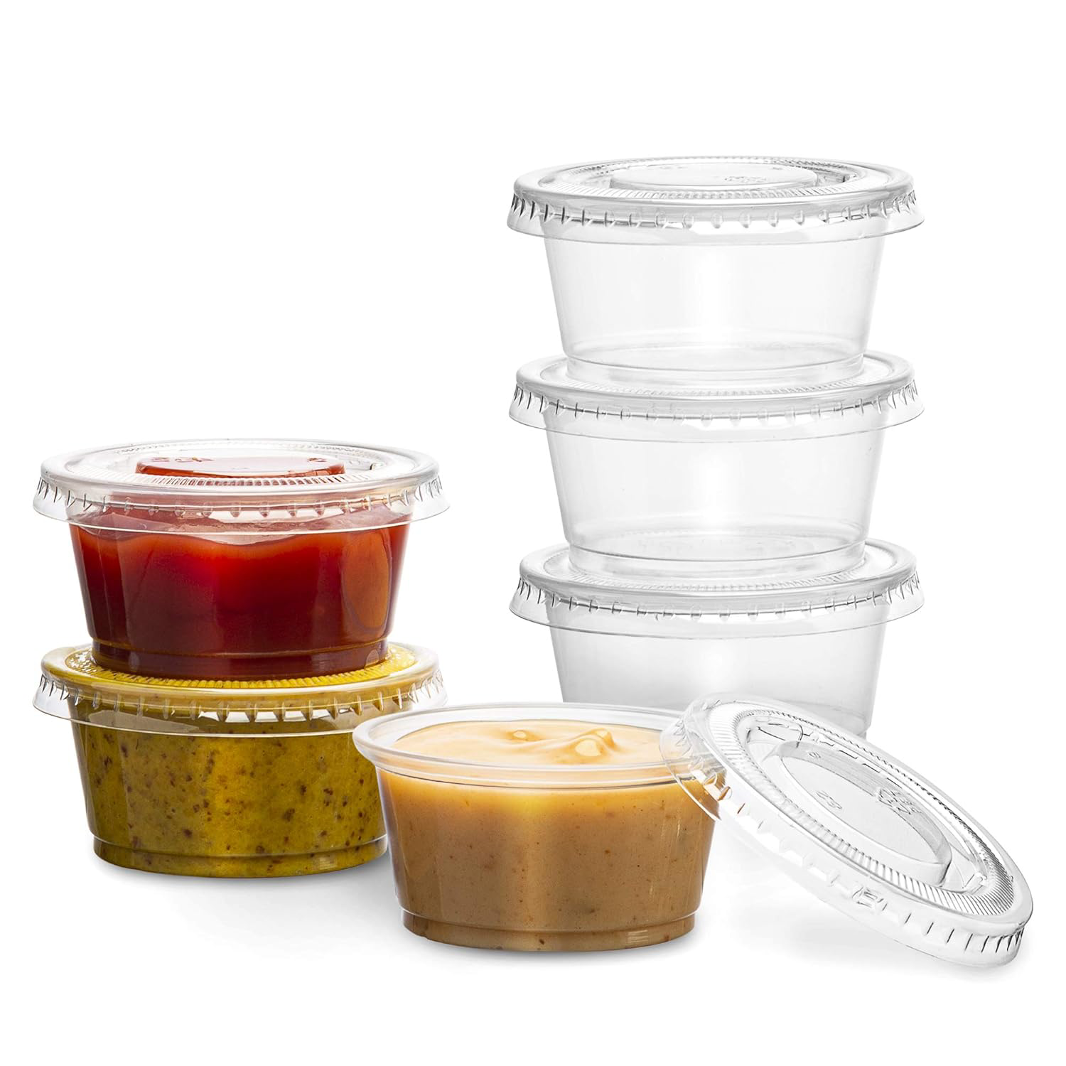 Clear Disposable Plastic Portion Cups With Lids 200 Sets - 2 Oz - Disposable & |