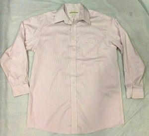 Roundtree-amp-Yorke-Gold-Label-Mens-16-34-Pink-Fine-Striped-Button-Down-Shirt