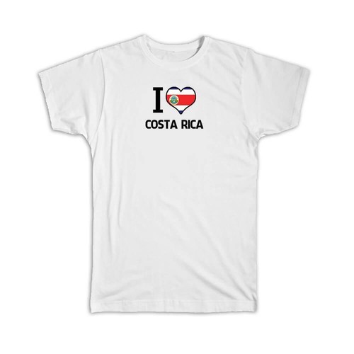 Gift T-Shirt : I Love Costa Rica Flag Heart Country Crest Rican Expat - Picture 1 of 10