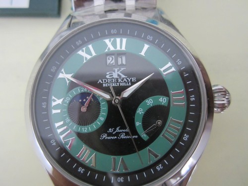 ADEE KAYE MEN'S WATCH AUTOMATIC 35 JEWELS ALL SS ORIGINAL AK2010-MB NEW - Picture 1 of 6