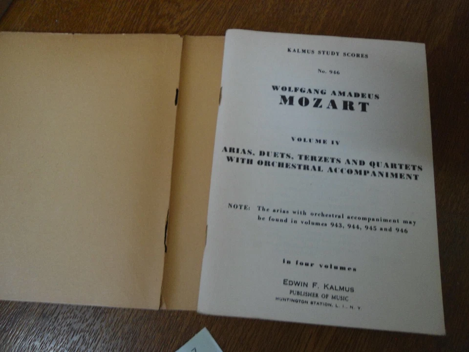 MOZART Arias Duets Terzets Quartets with Orchestra - No.946 Kalmus Study Score - Image 4 of 4