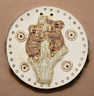 Koalas Ceramic Wall Decor On Bamboo Branch Art Pottery Cream & Brown Gift