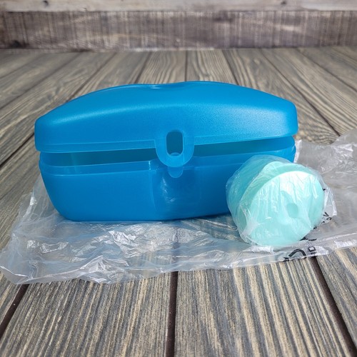 Tupperware Hot Dog Hoagie Feinkost Lunch Keeper & Gewürzbehälter türkis #7088 NEU