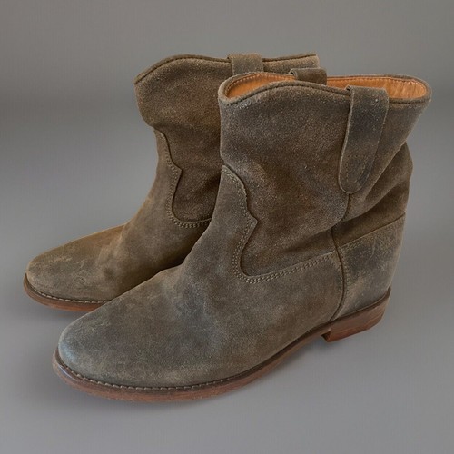 ISABEL MARANT Crisi Mujer 38 Taupe Gamuza Botines Suelas de Cuero - Imagen 14 de 18