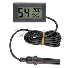 Black Thermometer Temperature Humidity Hygrometer Sensor LCD Display Probe