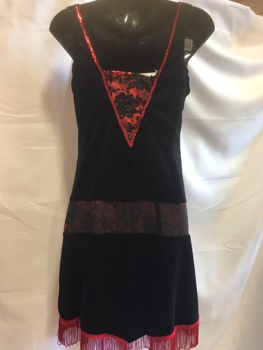 1920’s Dress - Black / Red Velvet - XS UK 6/8 - Picture 7 of 8