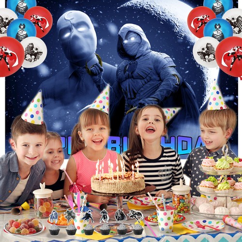 Mondritter Geburtstag Party Zubehör Set Teller Luftballons Tortenaufleger für Kinder - Bild 4 von 7