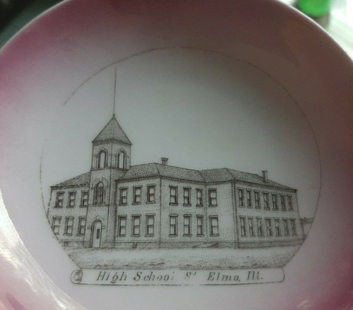 UM 1910 ST ELMO ILLINOIS HIGH SCHOOL ROSA SCHMUCKSCHALE JH GIBBONS PORZELLANLADEN - Bild 2 von 4