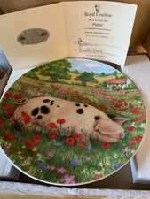 PIGS IN BLOOM PLATE POPPY ROYAL DOULTON RINALDA WARD PERFECT BOXED & CERT