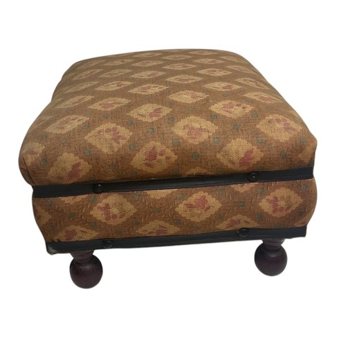 Antique Upholstered Foot Stool Ottoman THE STRAND STOOL 13-1/2" x 10-1/2" - Picture 2 of 8