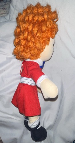 1982 Little Orphan Annie Plüsch Stoffpuppe Applause 10 Zoll orange Garn Haare rotes Kleid - Bild 6 von 8