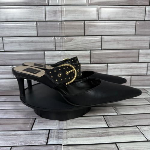 Dolce Vita Women's Black Gold Studded KARLYN Pointed Toe Mules Shoe Size 8-NEW