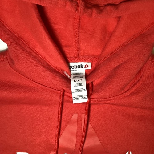 Reebok Grafik Hoodie rot Größe klein entspannte Passform bestickt brandneu mit Etikett - Bild 3 von 4