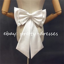 Giant Detachable Wedding Dress Bow with Belt Short Satine Removable Ivory Black