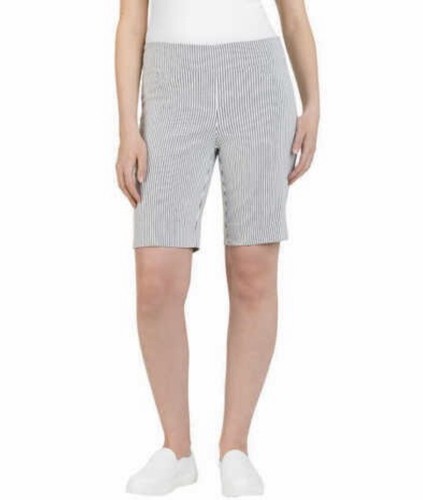 Hilary Radley Bermuda Shorts Women’s Medium Off White Blue Stripe Stretch Fabric