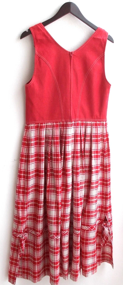 Damen Trachten Kleid ärmellos Oberteil rot, Rock kariert Gr. 42 v. Landhaus - Bild 2 von 2
