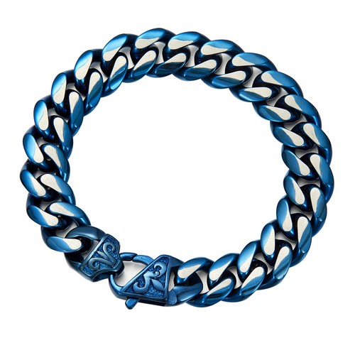 Collana catena cubana Miami acciaio inox massiccio hip hop 14 mm bracciale gioielli - Foto 7 di 16
