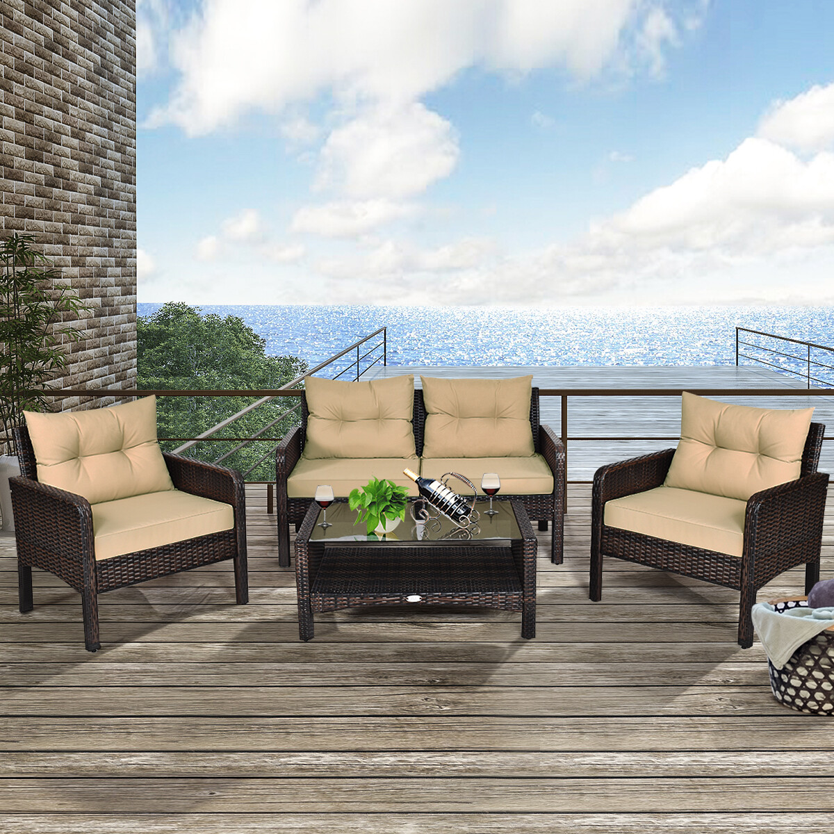 Patio set with online loveseat