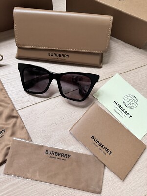 Burberry (Authentic) Black Irregular Sunglasses with Tan Case Burberry Black Sunglasses with Tan Case  main image 3
