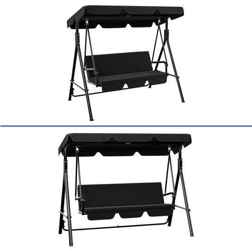 3 Person Outdoor Porch Swing Hanging Chair Waterproof Hammock Adjustable Canopy - Picture 11 of 12