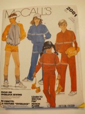VINTAGE McCall's Pattern 2081 Sweatshirt Pant Jacket BOYS/GIRLS SIZE LG 12-14