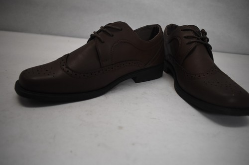 Josmo Boys Classic Comfort Dress Wing-Tip Oxford Chocolate Brown Shoe Big Kid 5 - Picture 5 of 9