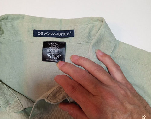 Mens Size 4XL Mint Green  Devon & Jones Ireland Celtic Knot Button Camp Shirt - Picture 3 of 7