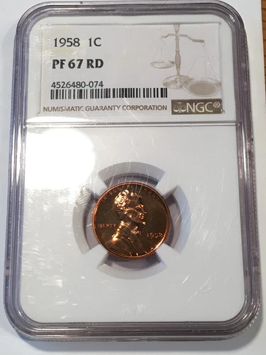 1958 Proof Lincoln Wheat Cent NGC PF 67 RD #0074
