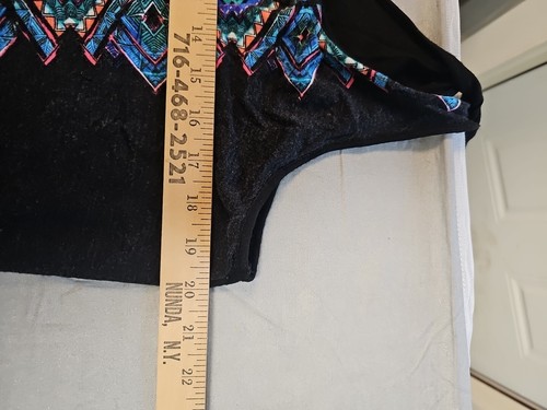 Pure Energy Black Geometric Multicolored Sleeveless Maxi Dress Side Slits 1X - Picture 4 of 6